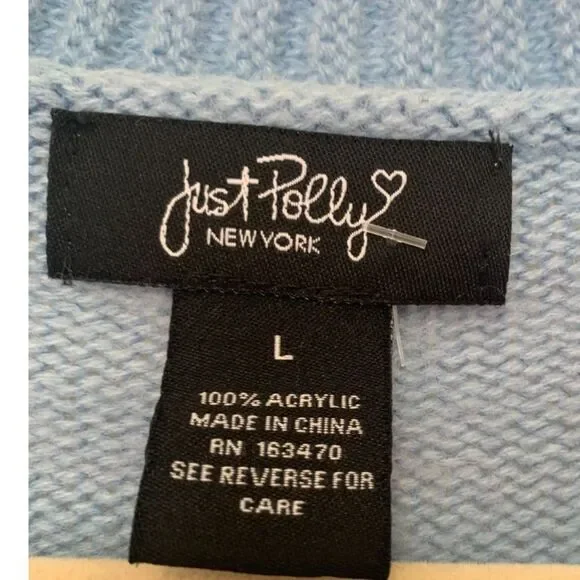 Blue Daisy Knit Cardigan Women’s Size L Button Front Cottagecore Sweater - Picture 3 of 4